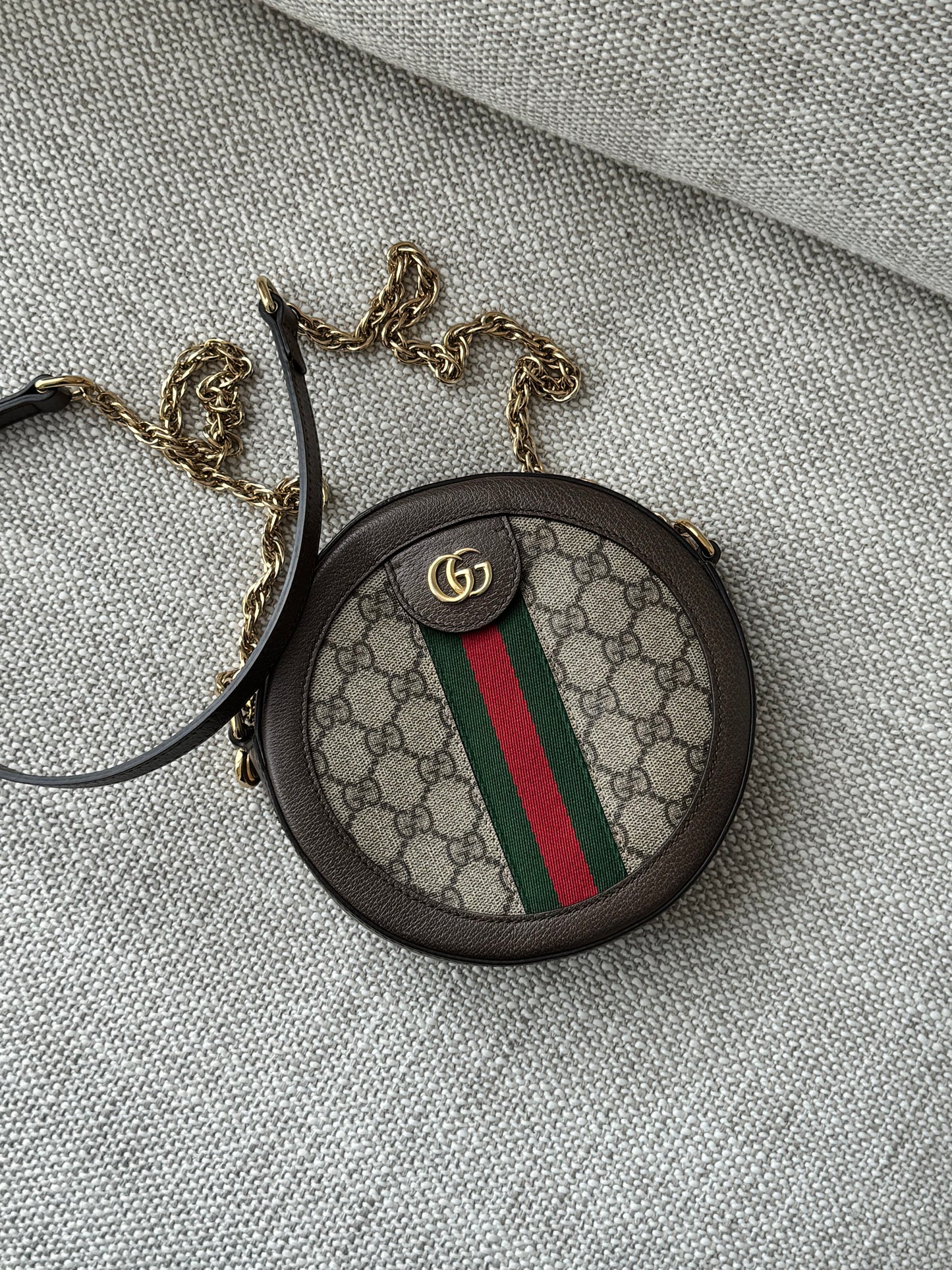 Gucci Ophidia GG Supreme Round Mini Shoulder Bag