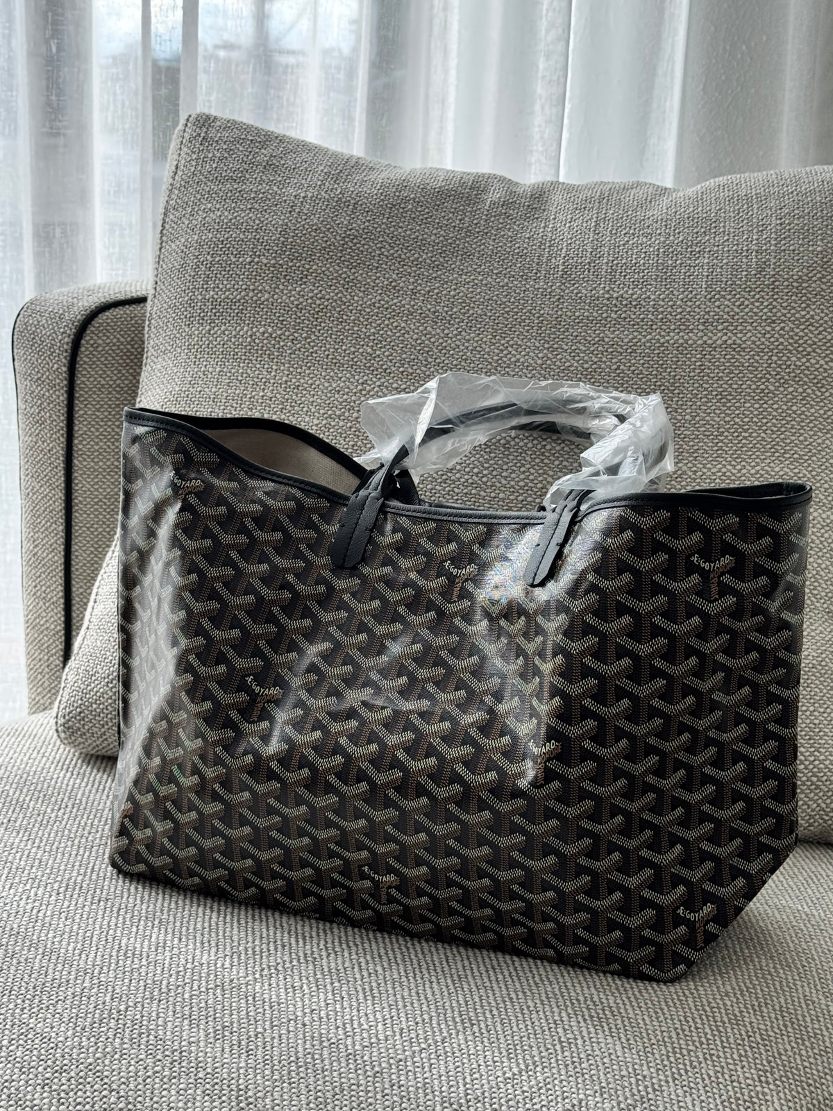 Goyard Saint Louis PM Tote Black Goyardine Canvas