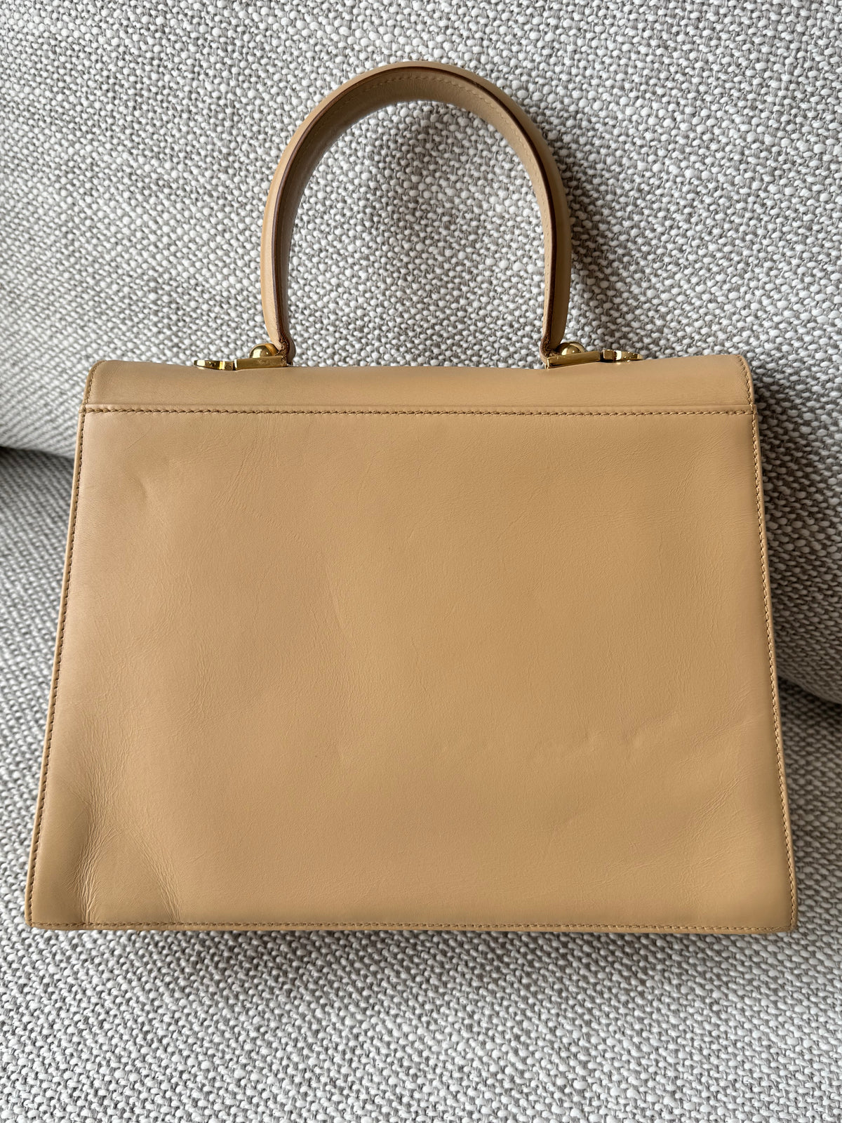 Salvatore Ferragamo Gancini Top Handle Bag – Beige Leather