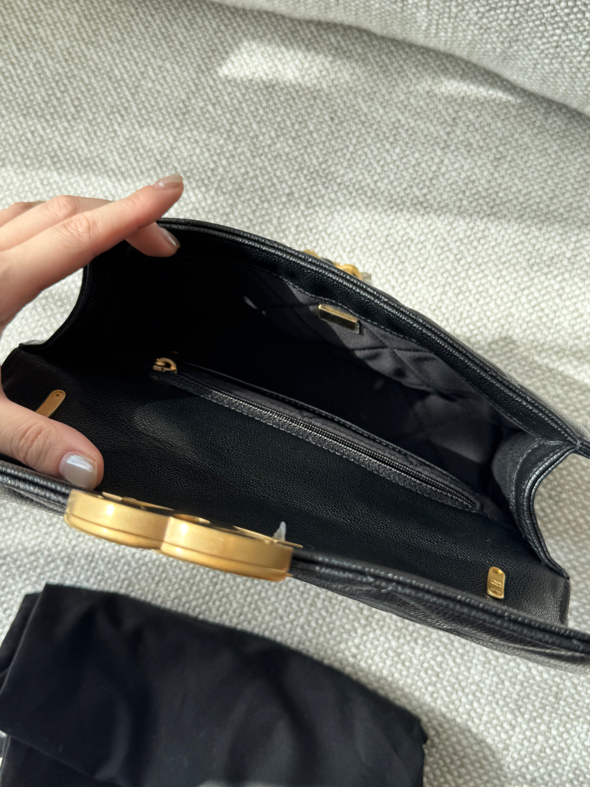 Chanel 24A Flap Bag WOC – Black Grained Calfskin with Gold Hardware