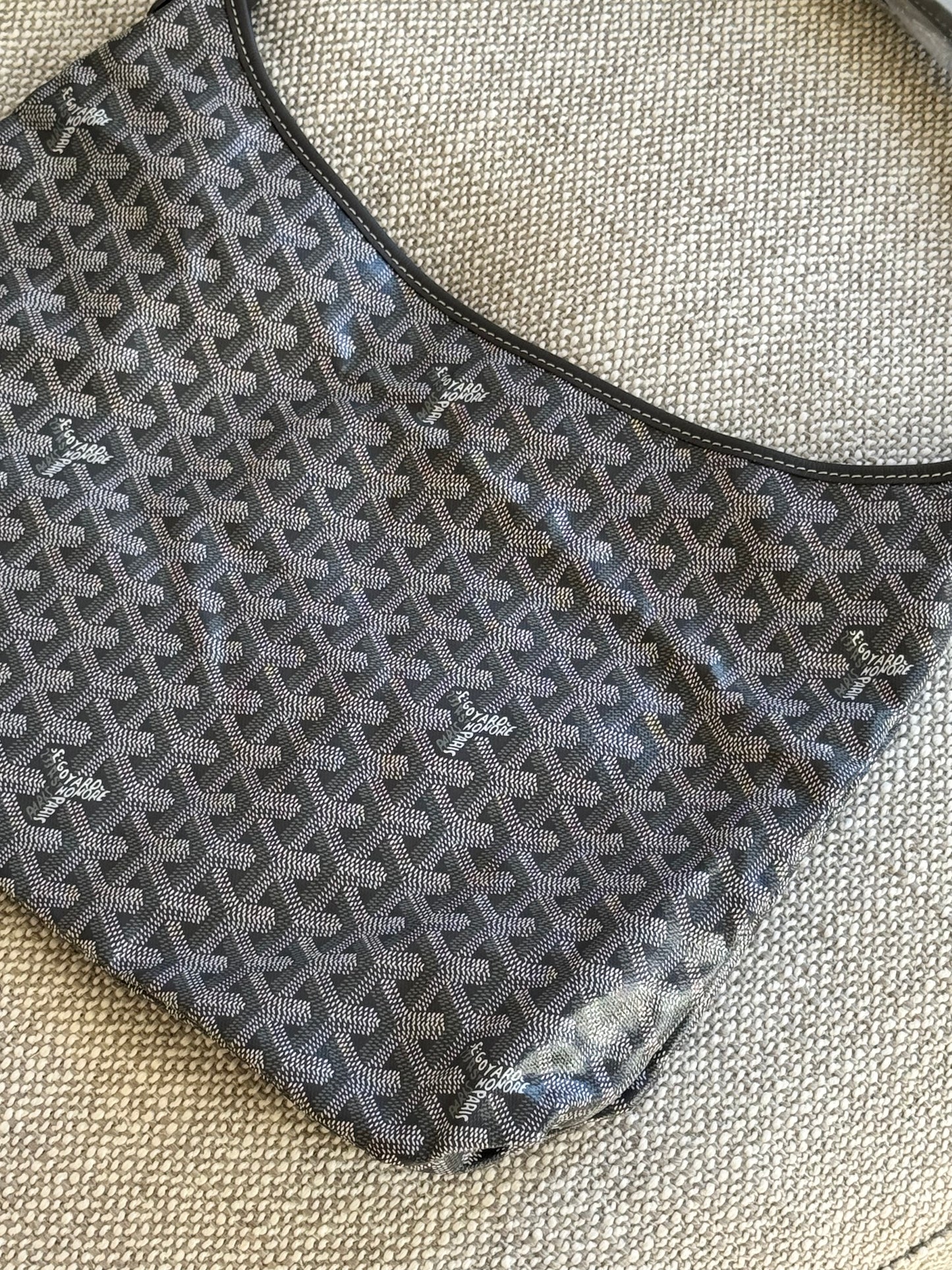 Goyard Black Goyardine Shoulder Tote Bag with Pouch