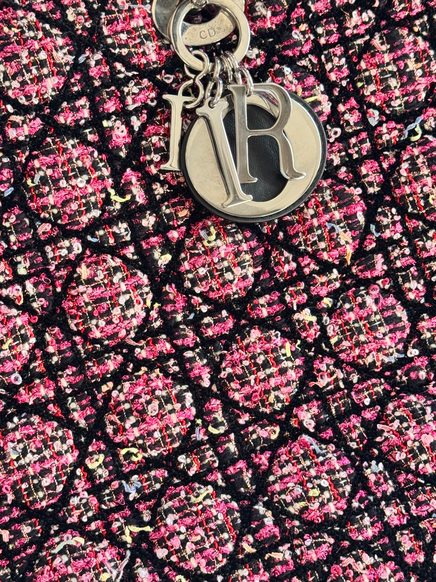 Christian Dior Large Tweed Cannage Fringe Lady Dior