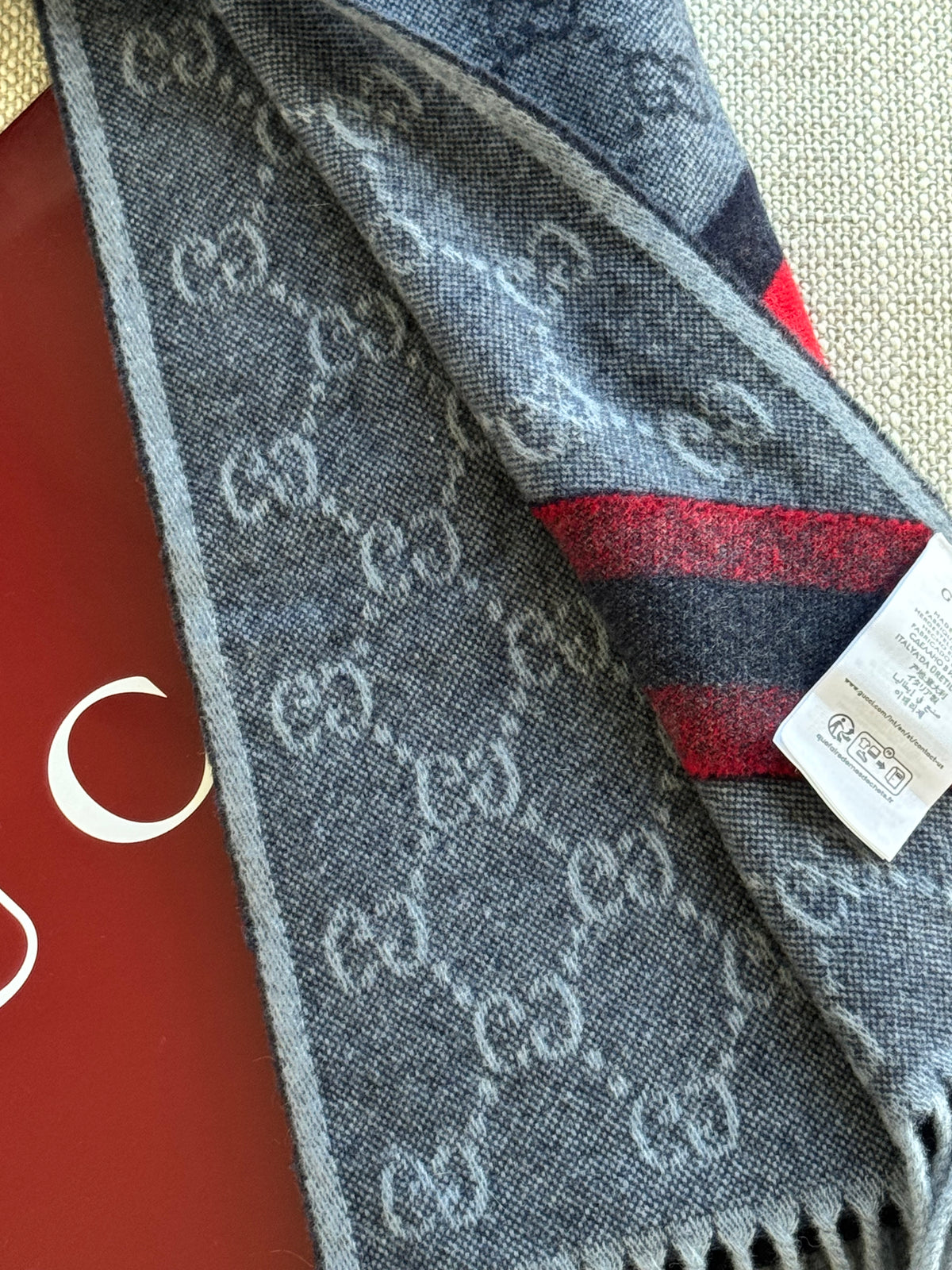 Gucci GG Wool Jacquard Scarf – Blue