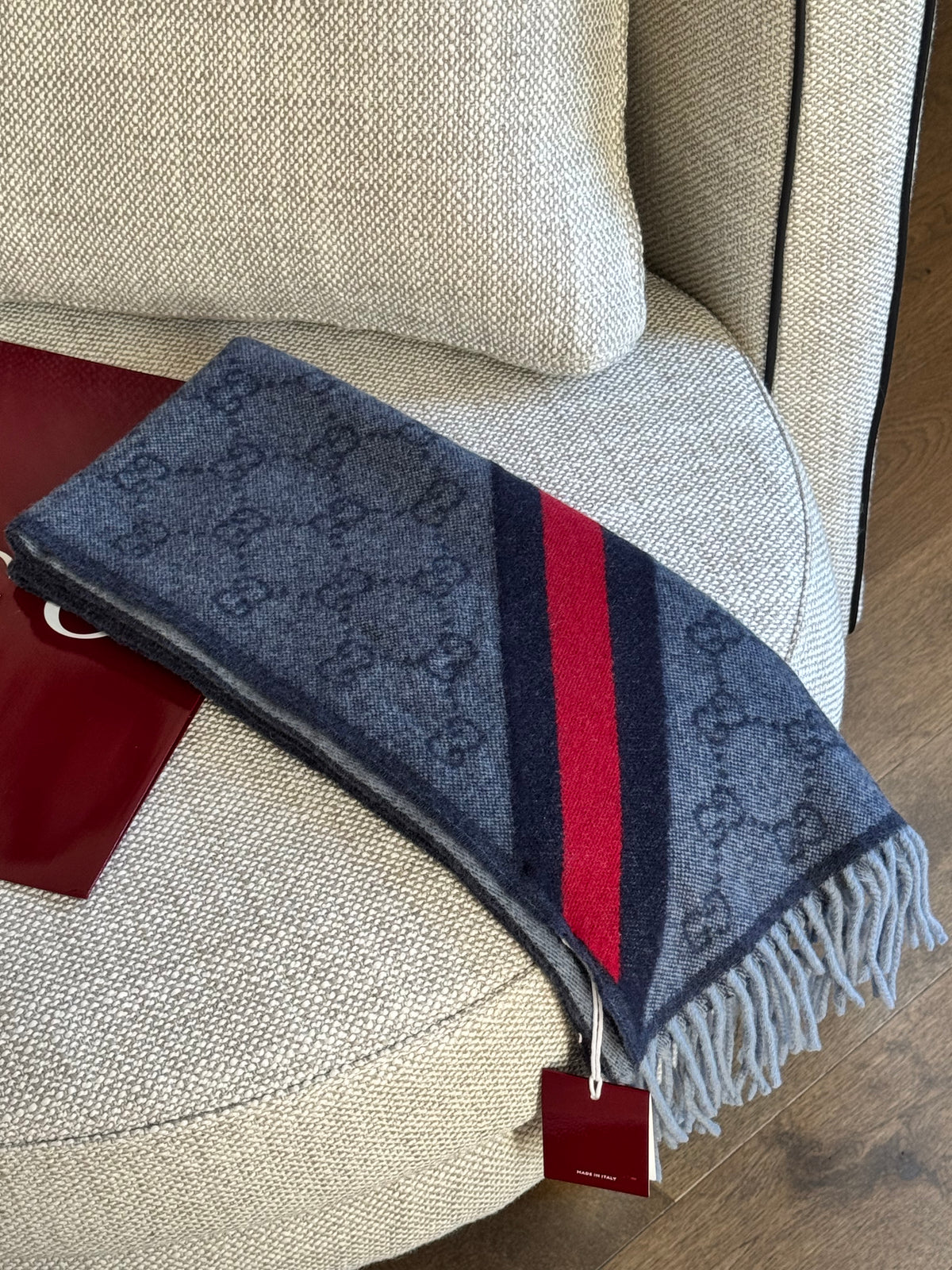 Gucci GG Wool Jacquard Scarf – Blue