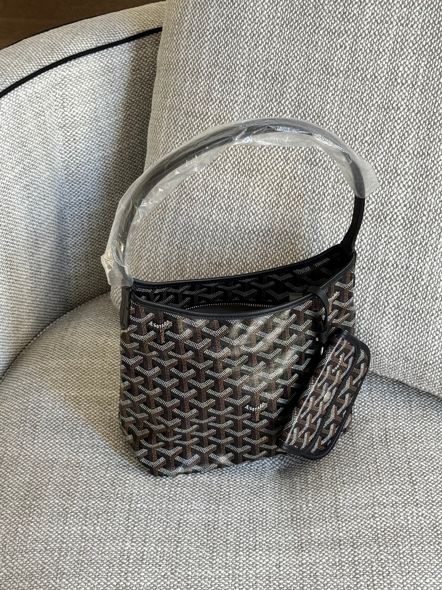 Goyard Mini Hobo Bag in Black Goyardine Canvas