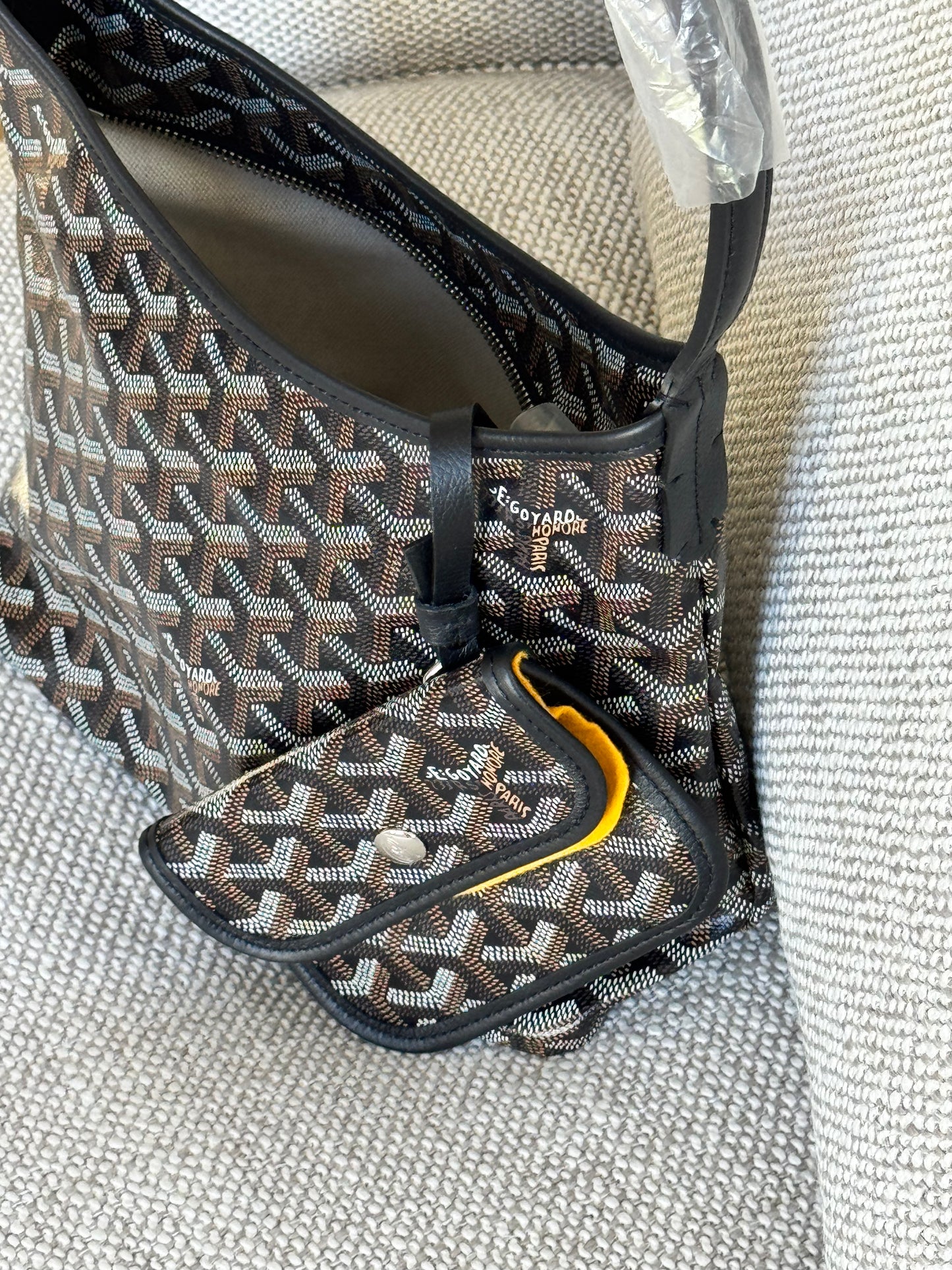 Goyard Mini Hobo Bag in Black Goyardine Canvas