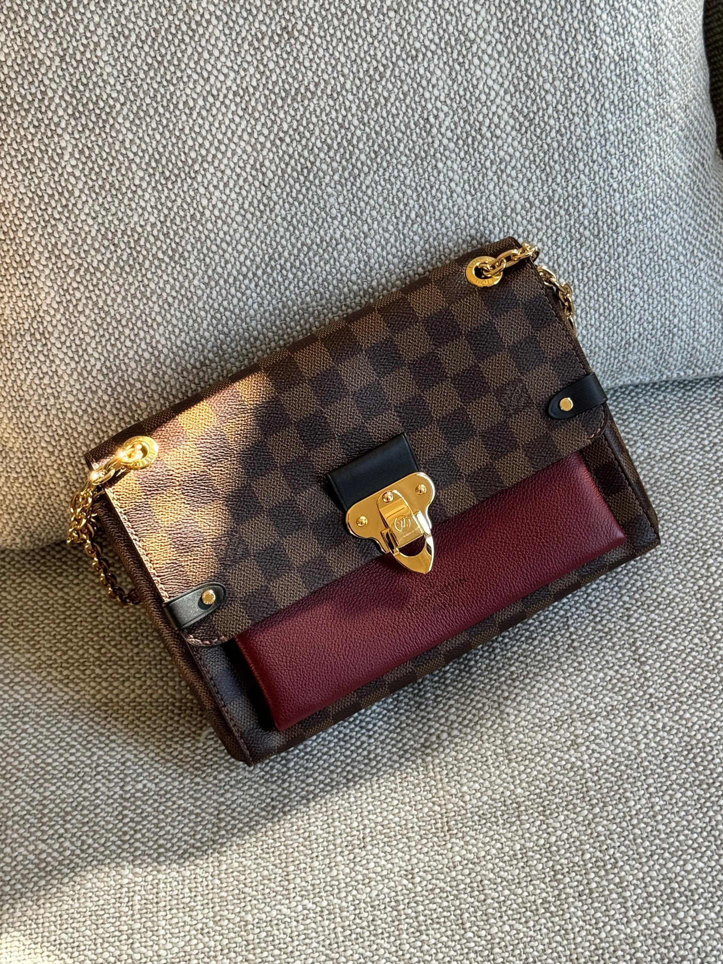 Louis Vuitton Damier Ebene Vavin Chain Wallet Bag