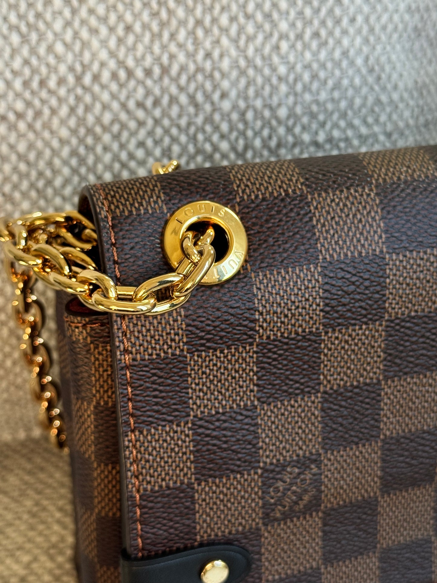 Louis Vuitton Damier Ebene Vavin Chain Wallet Bag