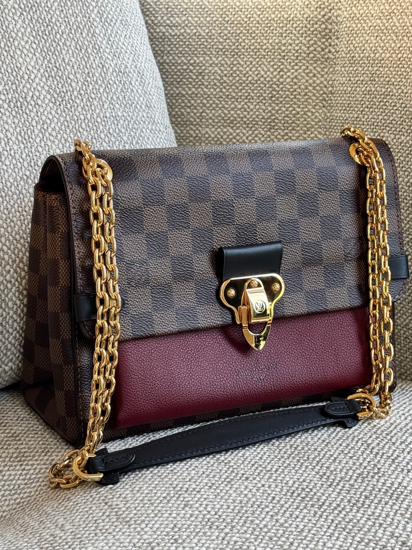 Louis Vuitton Damier Ebene Vavin Chain Wallet Bag