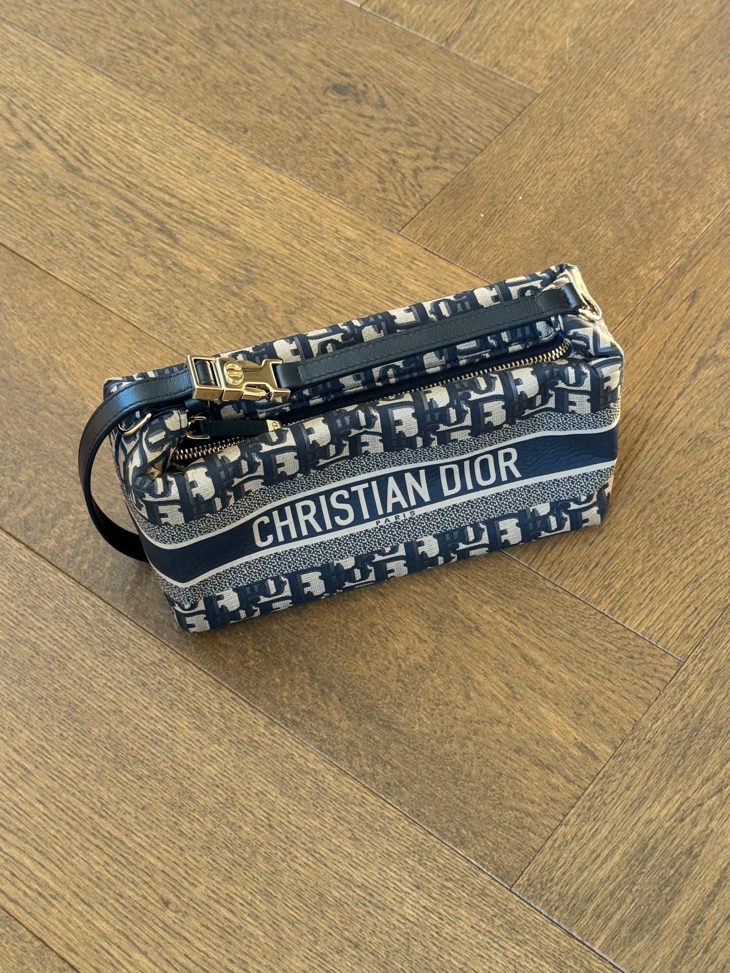 Dior Travel Nomad Pouch Blue Dior Oblique Embroidery