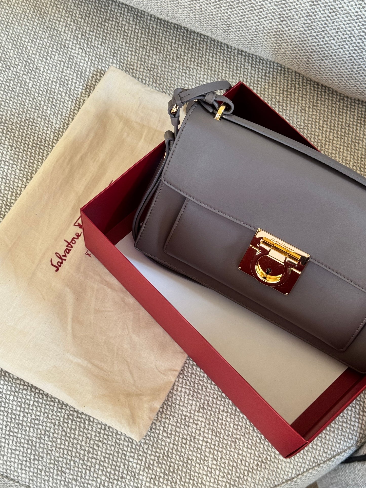 Ferragamo Gancini Leather Messenger / Shoulder Bag