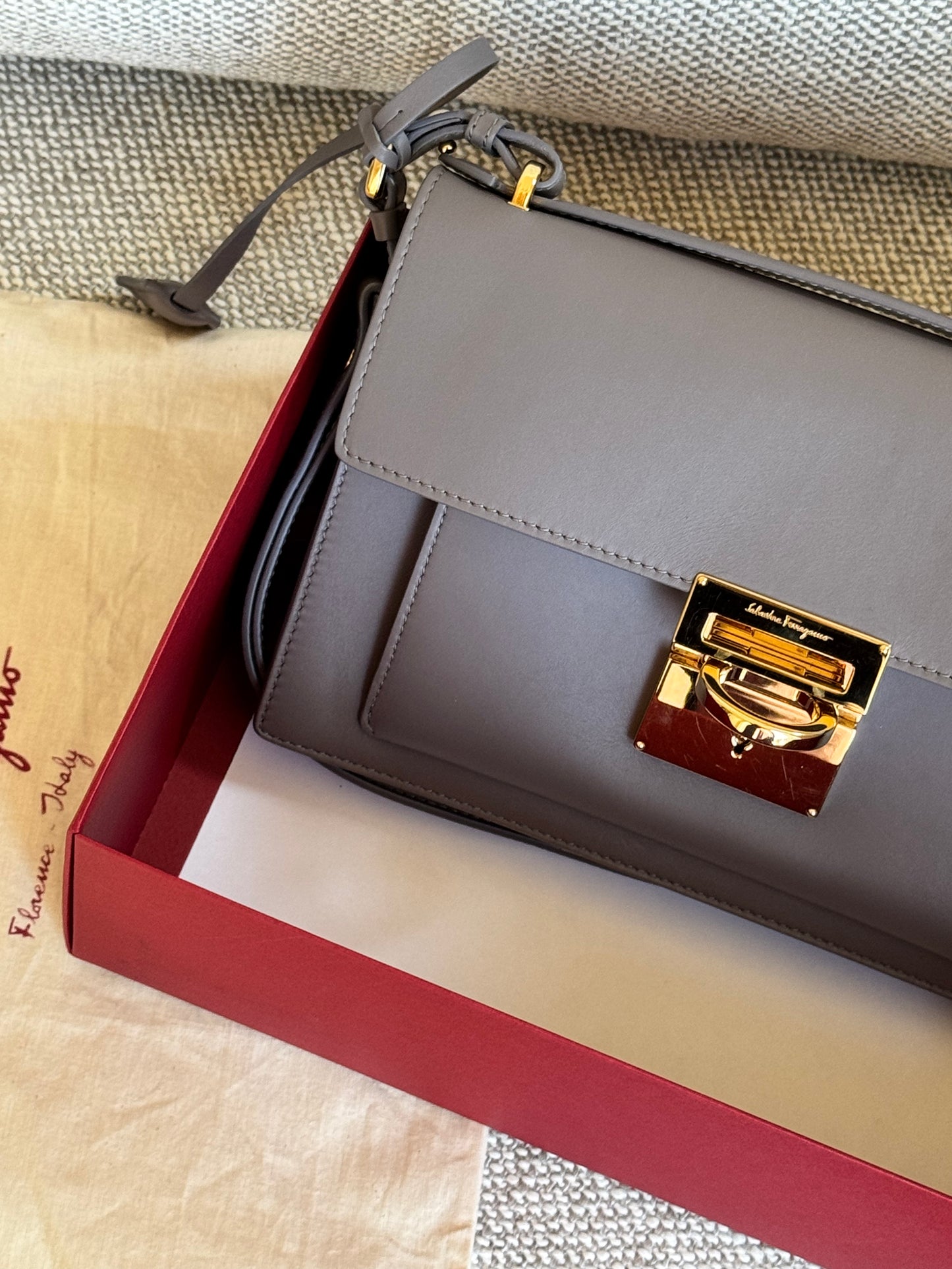 Ferragamo Gancini Leather Messenger / Shoulder Bag