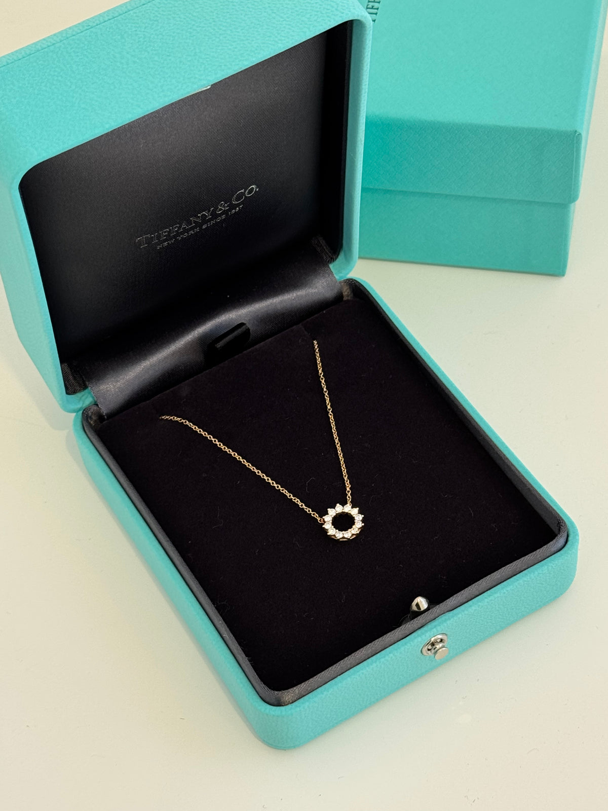 Tiffany & Co. Sunflower Pendant Necklace – Mini, Diamond, 18K Gold