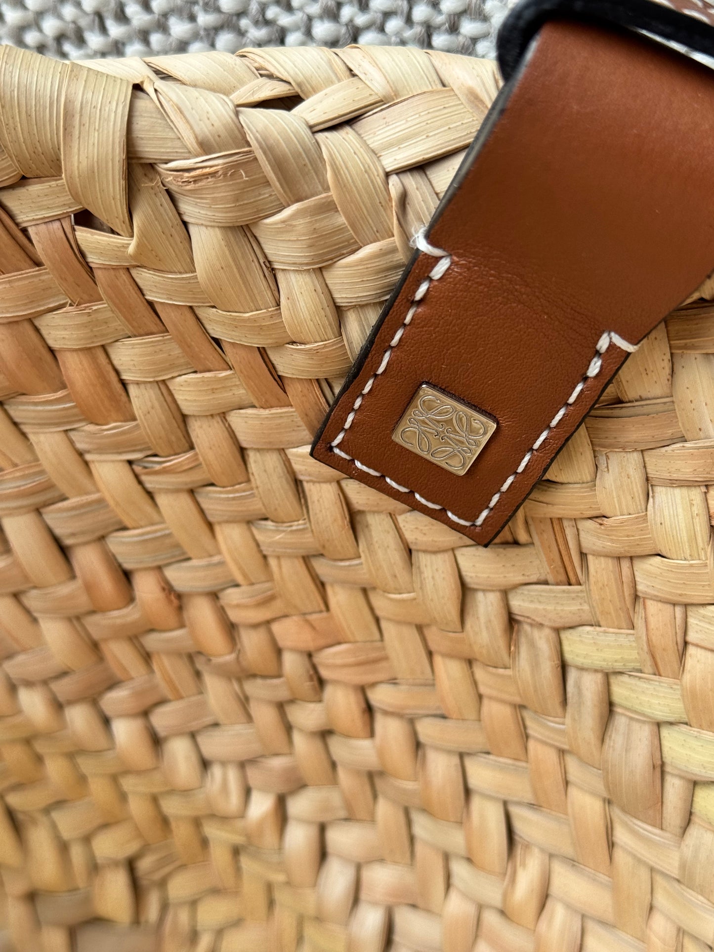 Loewe Basket Bag in Palm Leaf and Calfskin