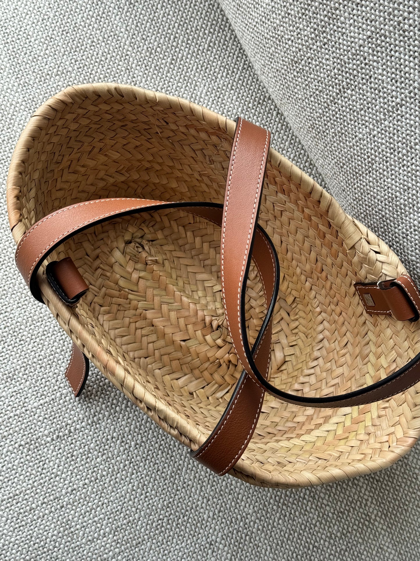 Loewe Basket Bag in Palm Leaf and Calfskin