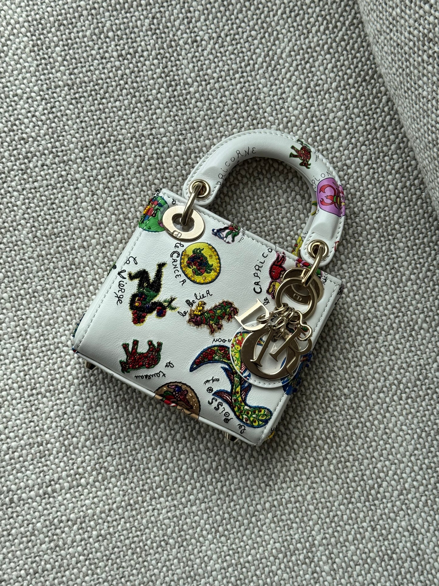 Limited Edition Micro Lady Dior Bag – White Multicolor Embroidered Leather