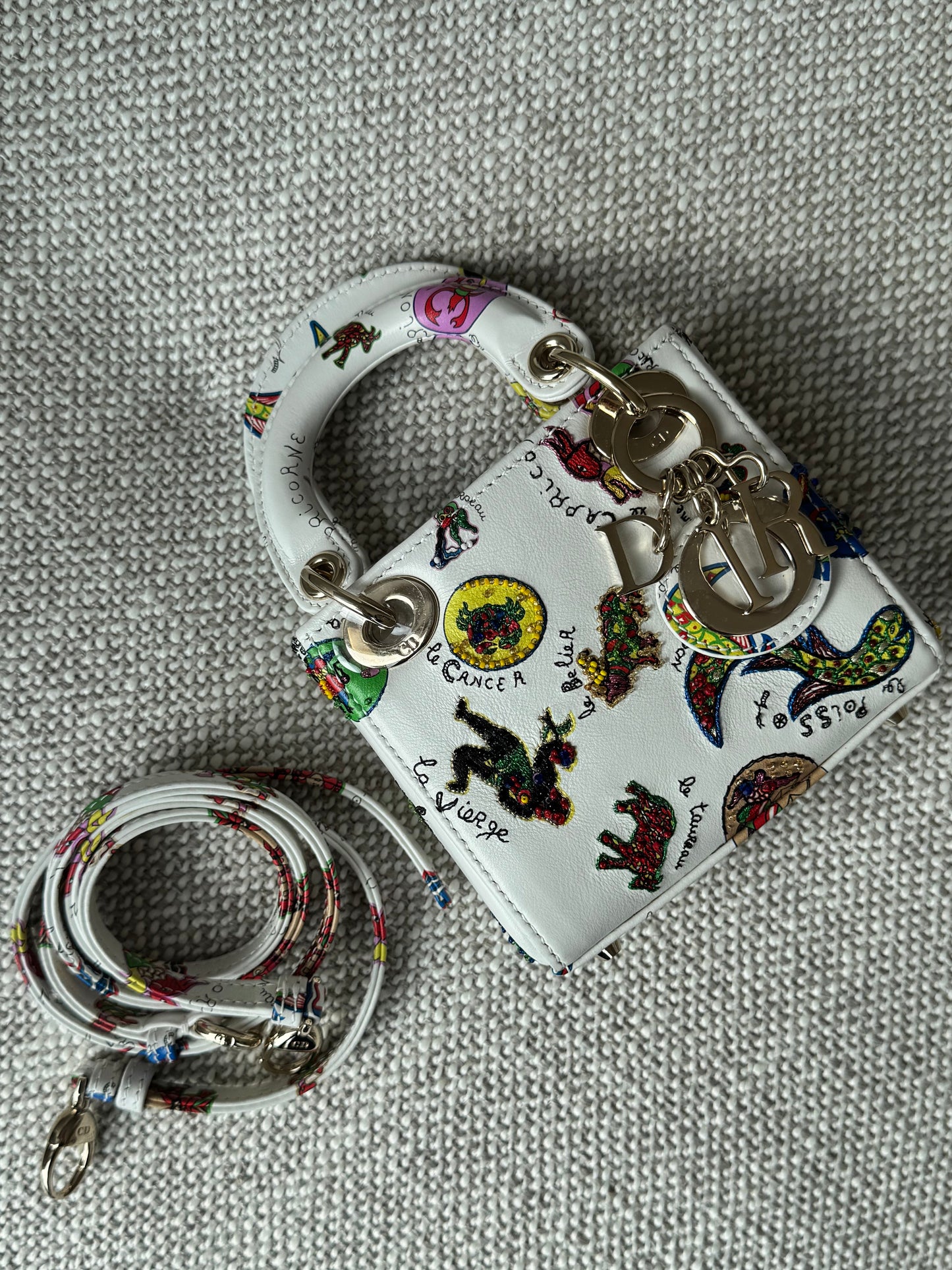 Limited Edition Micro Lady Dior Bag – White Multicolor Embroidered Leather