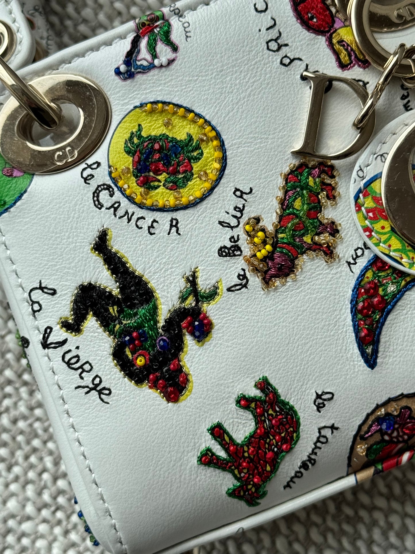 Limited Edition Micro Lady Dior Bag – White Multicolor Embroidered Leather