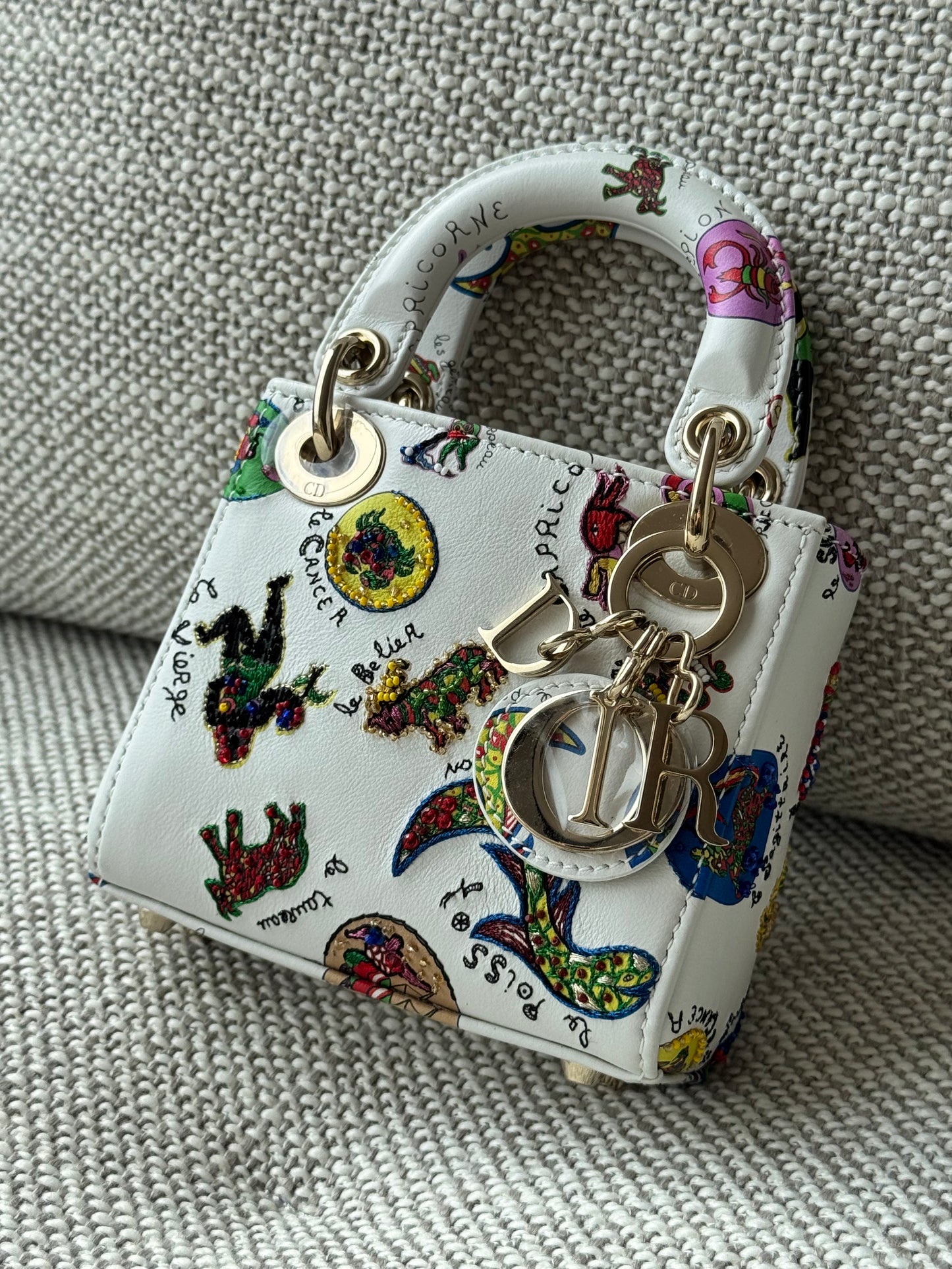 Limited Edition Micro Lady Dior Bag – White Multicolor Embroidered Leather