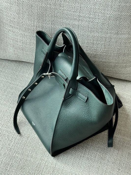 Medium Big Bag in Supple Grained Calfskin – Dark Green