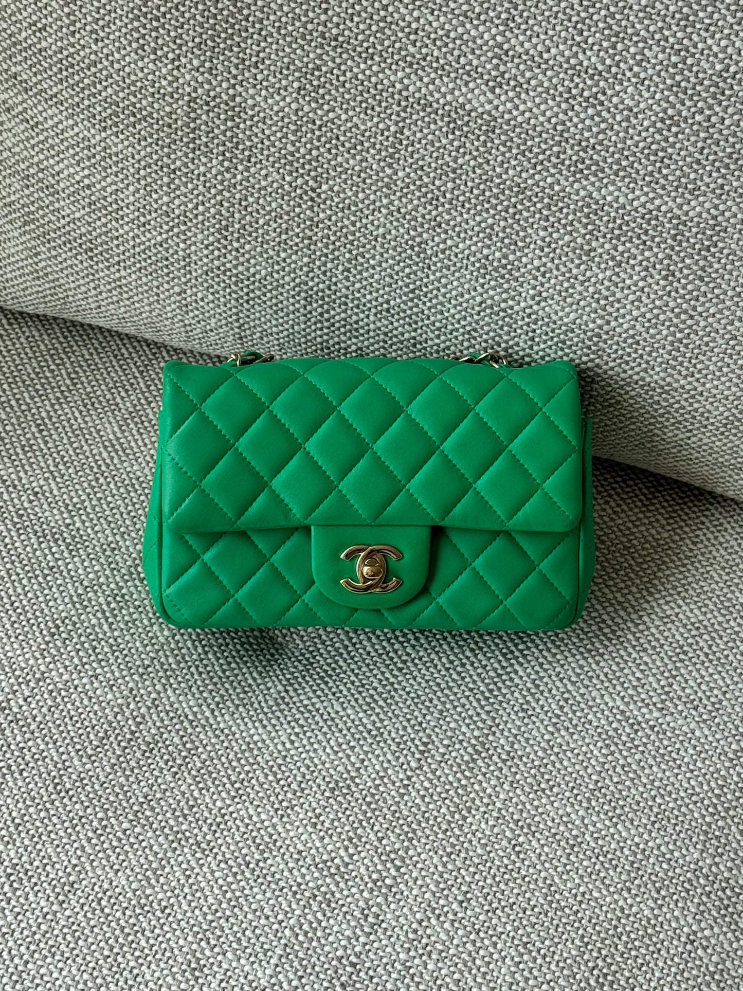 Chanel Classic Flap Large Mini Bag in Green Lambskin