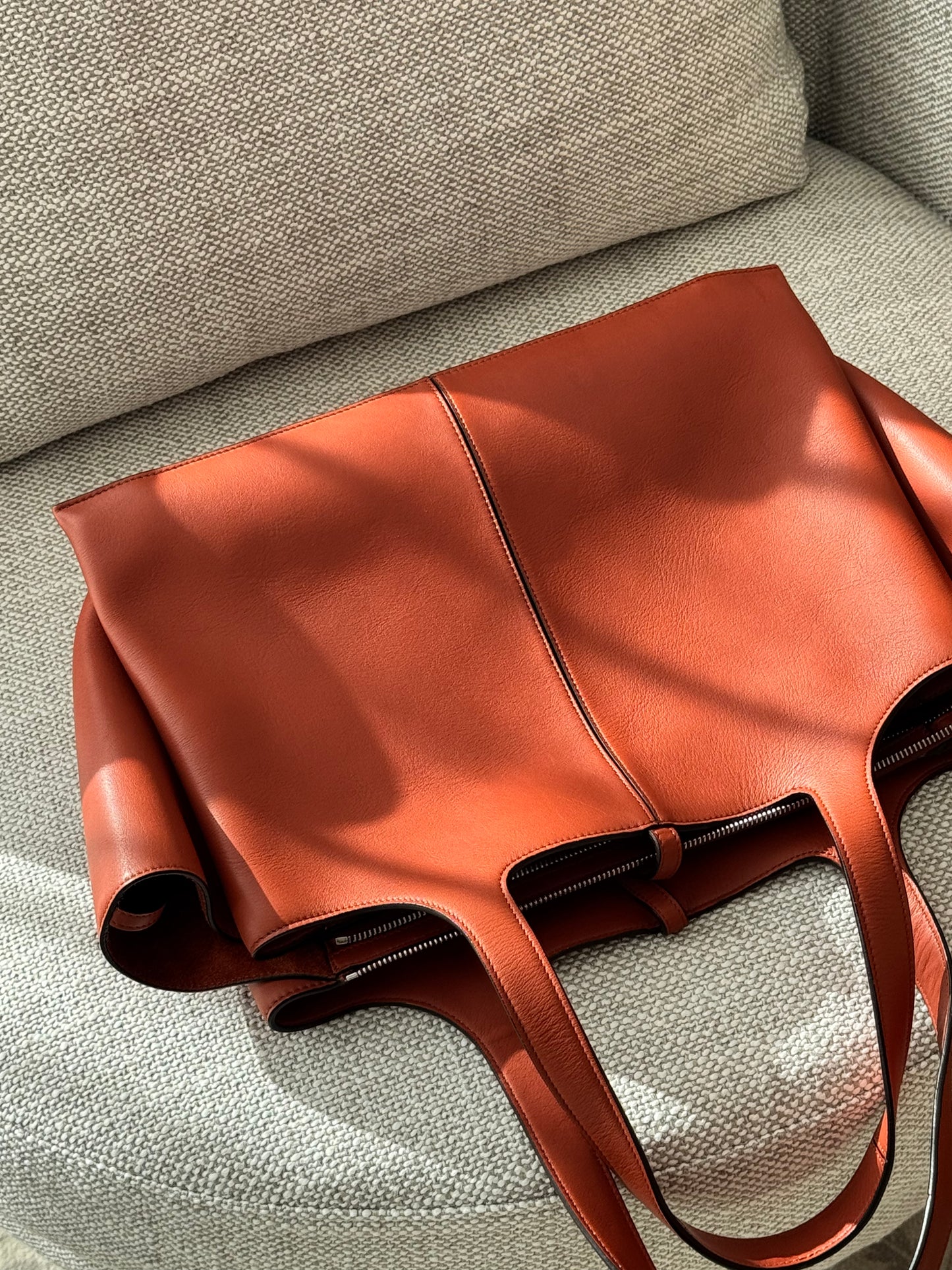 CELINE  Medium Tri-Fold Tote Bag – Terracotta Smooth Calfskin