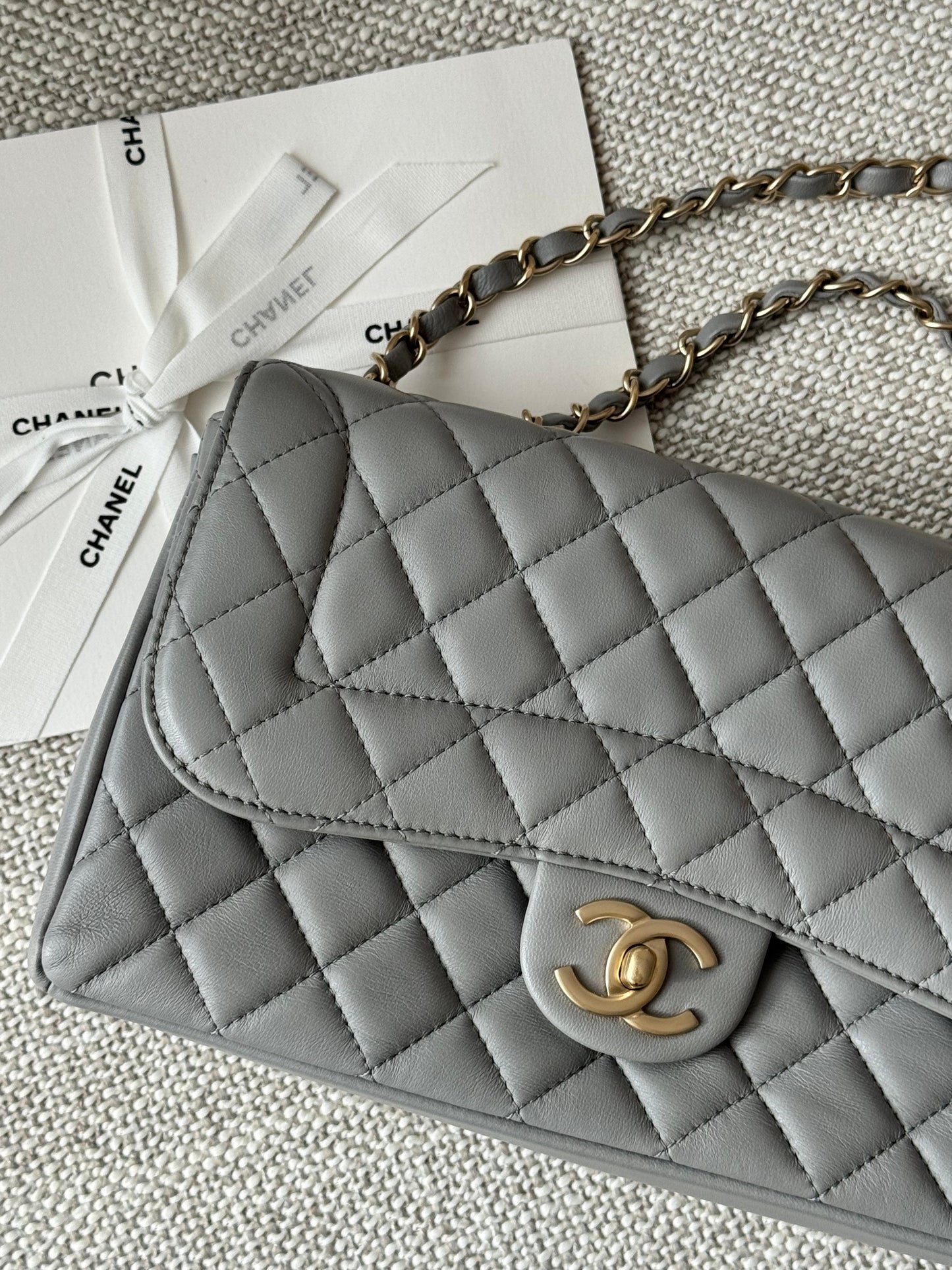 CHANEL Medium Classic Double Flap Bag – Grey Lambskin