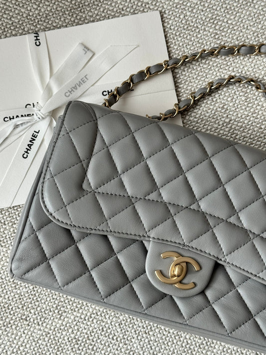 CHANEL Medium Classic Double Flap Bag – Grey Lambskin