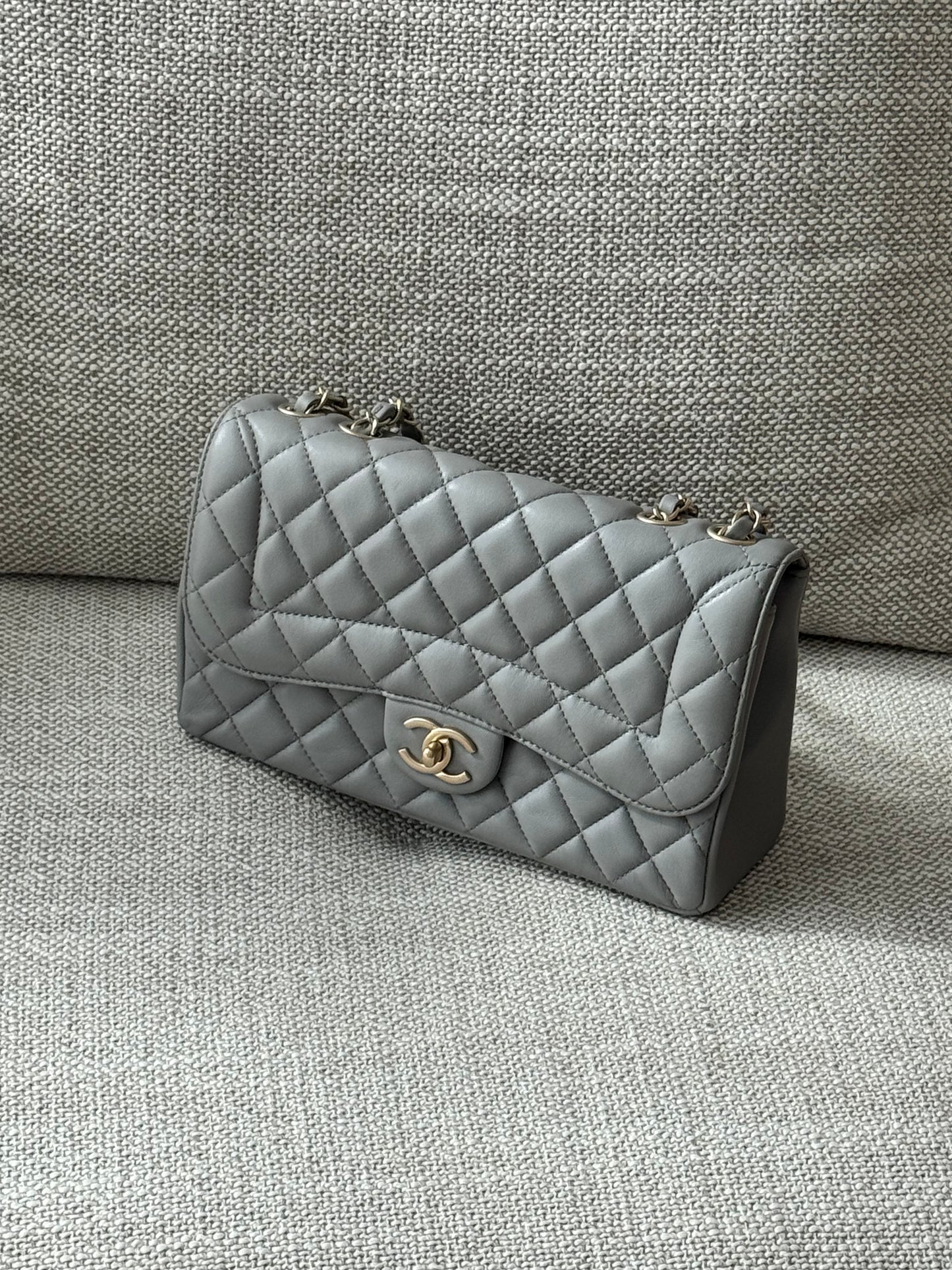 CHANEL Medium Classic Double Flap Bag – Grey Lambskin