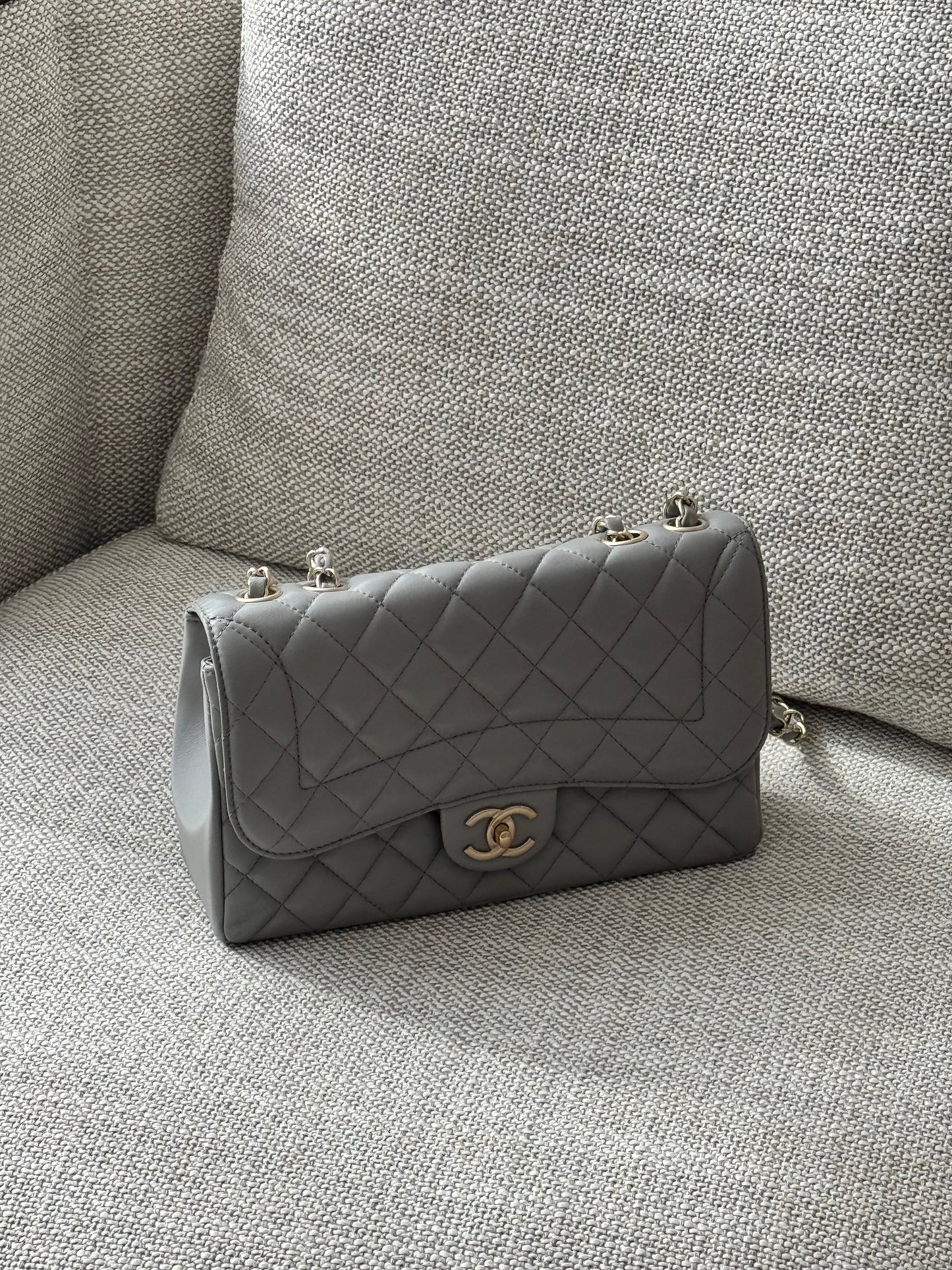 CHANEL Medium Classic Double Flap Bag – Grey Lambskin