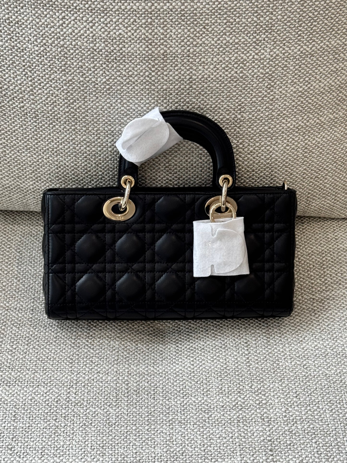 Medium Lady D-Joy Bag in Black Cannage Leather