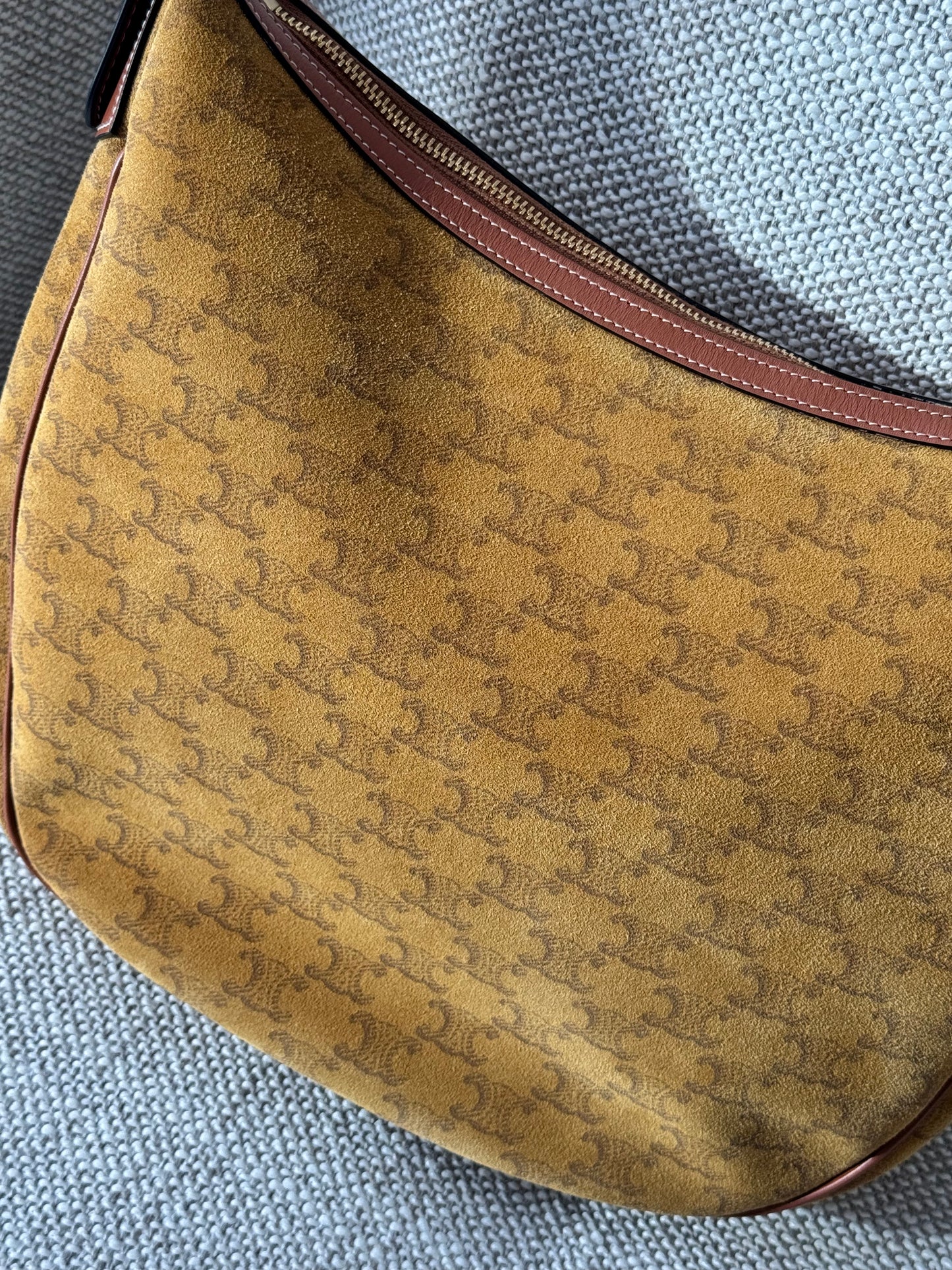 CELINE Vintage Macadam Suede Shoulder Bag – Camel Brown