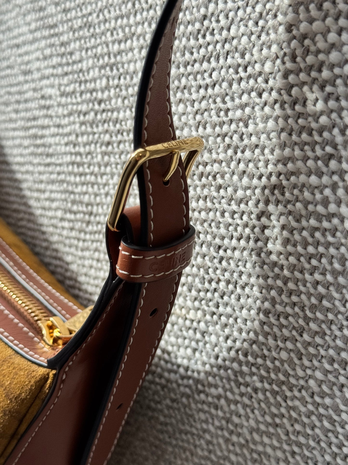 CELINE Vintage Macadam Suede Shoulder Bag – Camel Brown