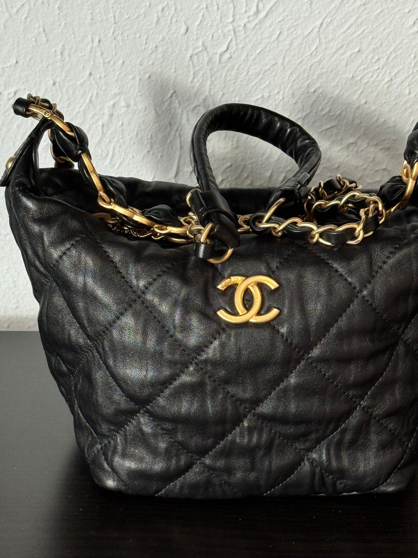CHANEL Quilted Chain Around Hobo Bag – Black Lambskin
