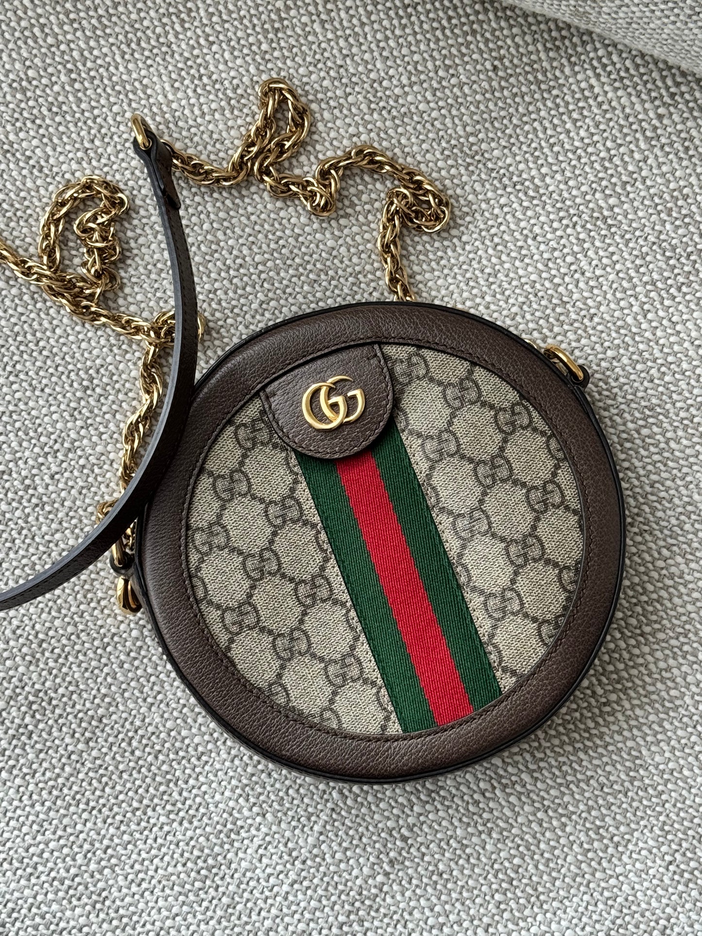 Gucci Ophidia GG Supreme Round Mini Shoulder Bag