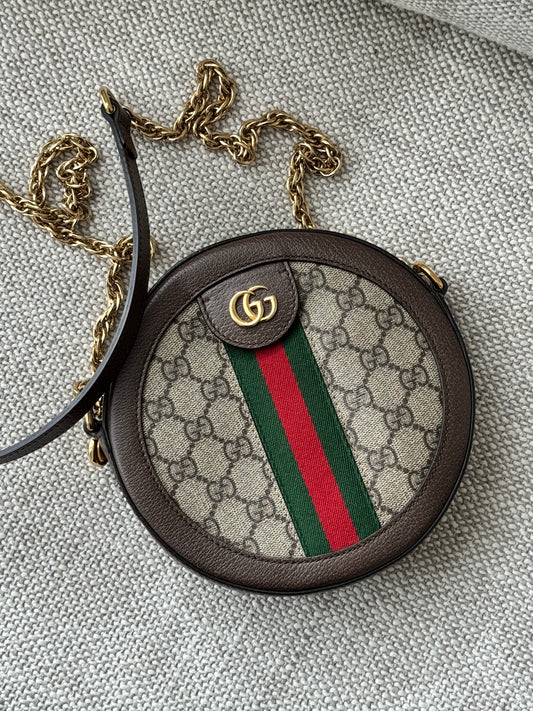 Gucci Ophidia GG Supreme Round Mini Shoulder Bag