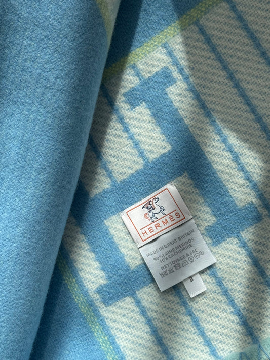 Hermès Avalon Throw Blanket Blue / White