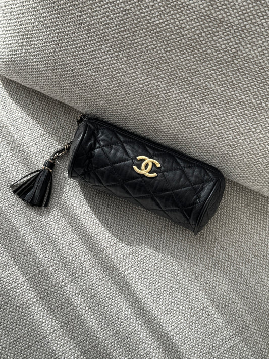 CHANEL Quilted Leather Tassel Cosmetic Case / Bag Insert