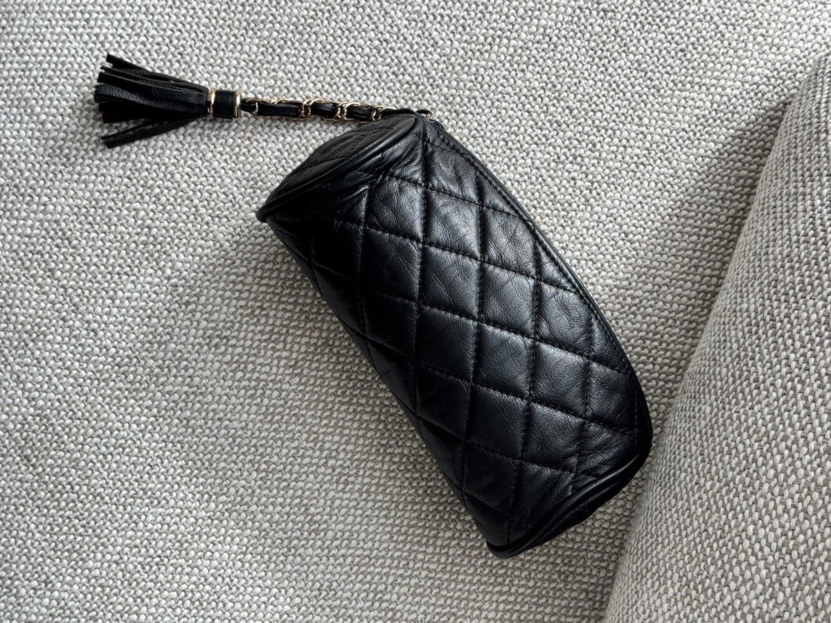 CHANEL Quilted Leather Tassel Cosmetic Case / Bag Insert