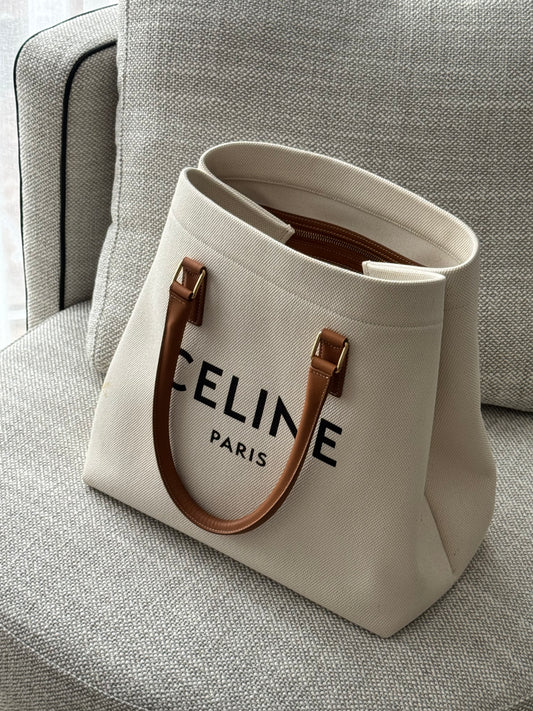 CELINE Cabas Vertical Canvas Tote Bag