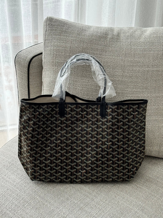 Goyard Saint Louis PM Tote Black Goyardine Canvas