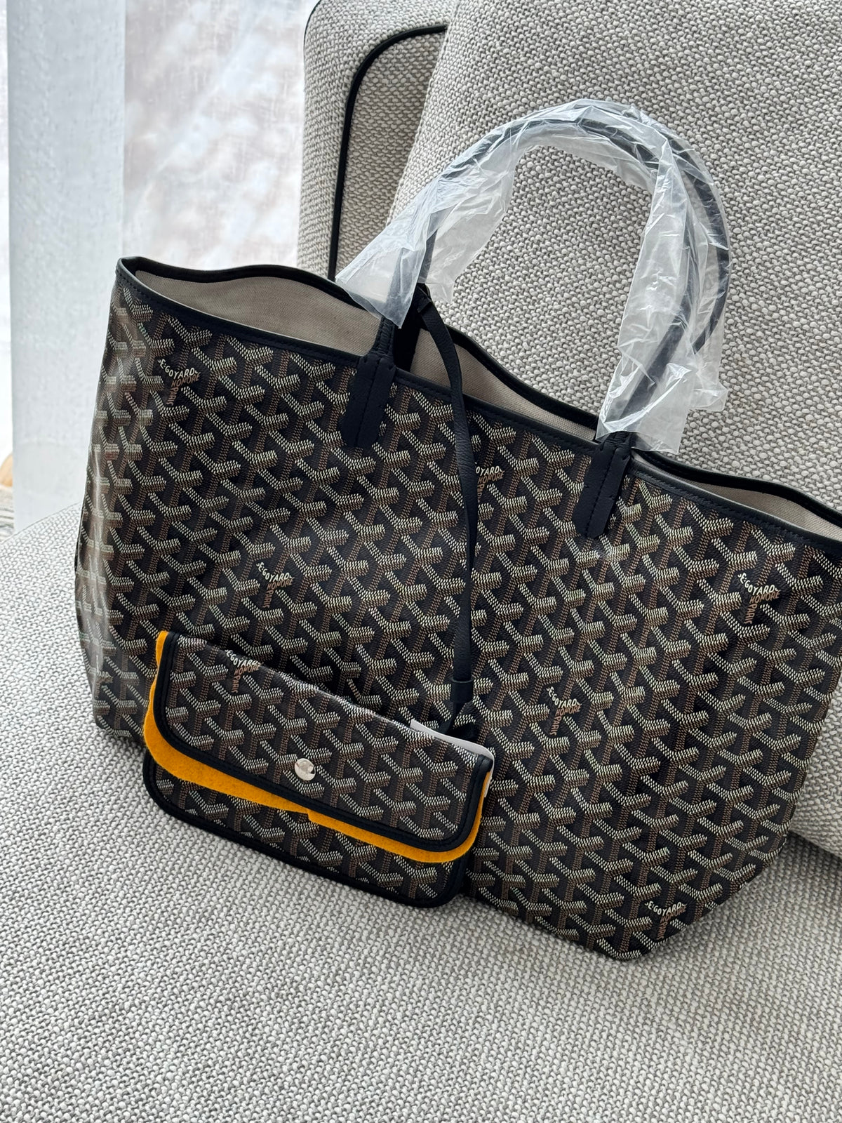 Goyard Saint Louis PM Tote Black Goyardine Canvas
