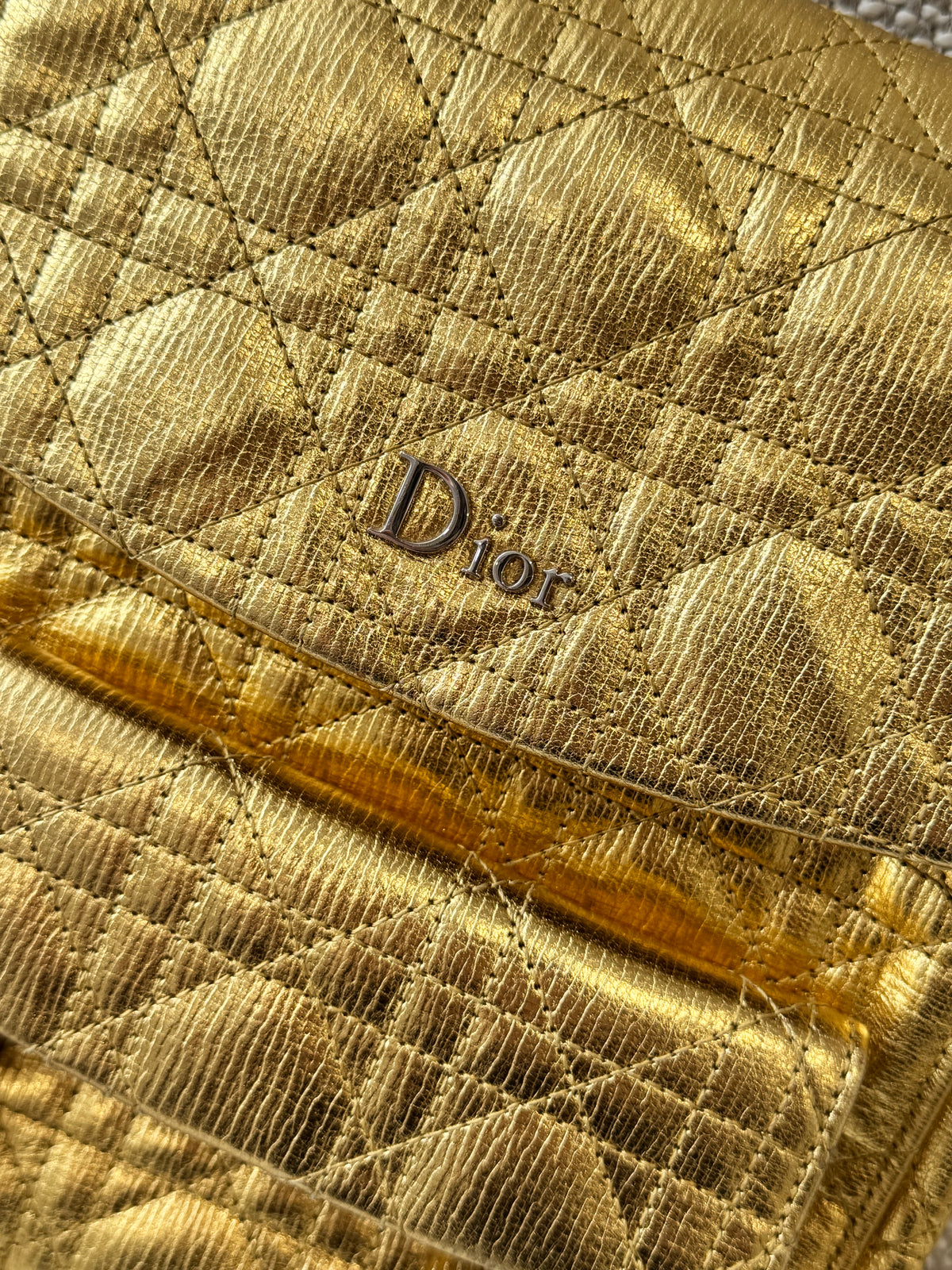 Dior Mini Backpack Metallic Gold Cannage Leather