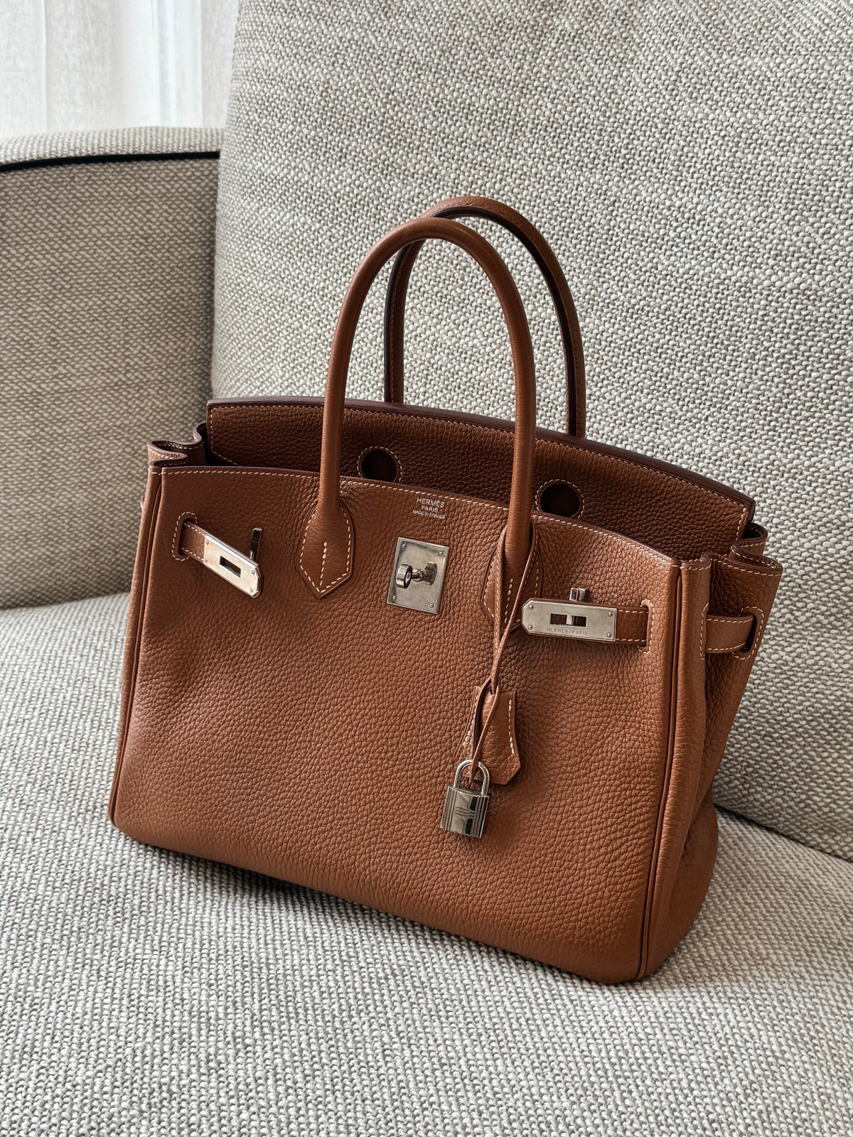Hermès Birkin 30 Togo Leather Gold Handbag