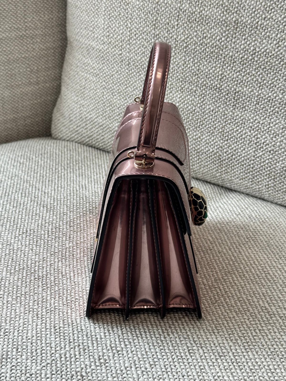 Bvlgari Serpenti Forever Metallic Leather Top Handle Bag