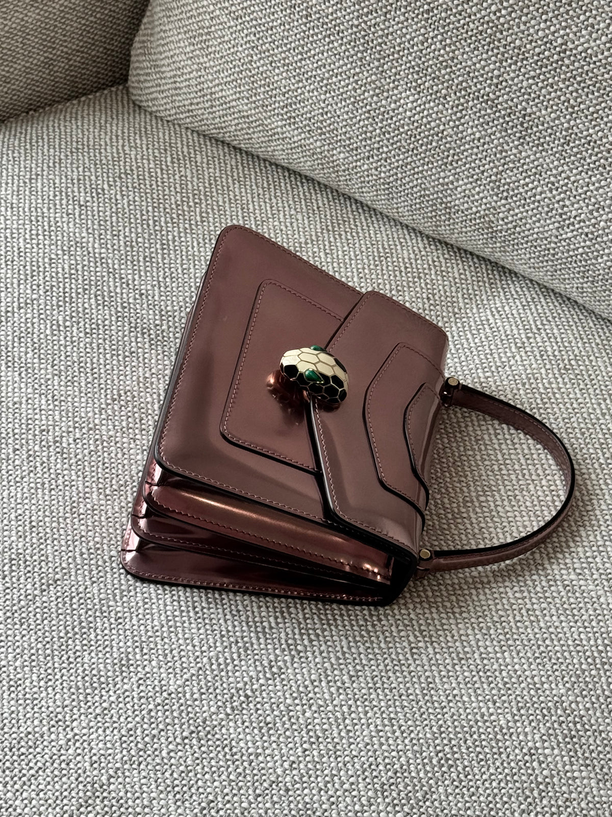 Bvlgari Serpenti Forever Metallic Leather Top Handle Bag