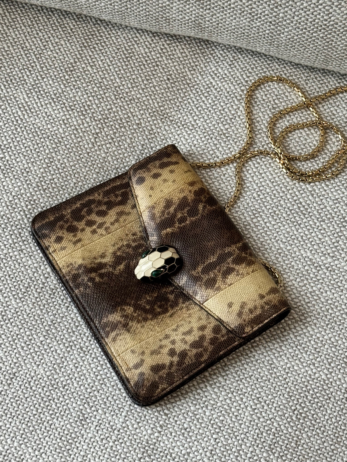 Bvlgari Serpenti Forever Lizard Leather Chain Wallet