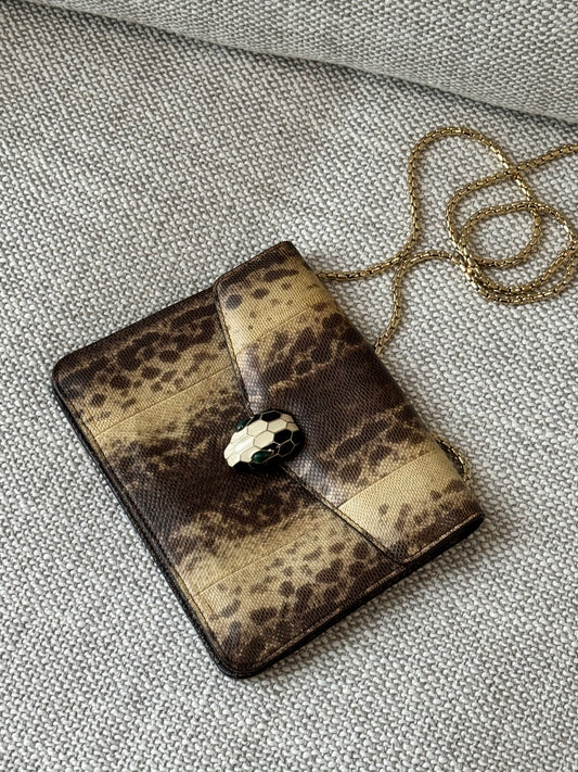 Bvlgari Serpenti Forever Lizard Leather Chain Wallet