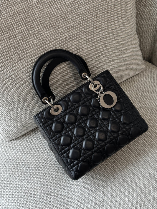Dior Medium Lady Dior Black Cannage Lambskin Bag