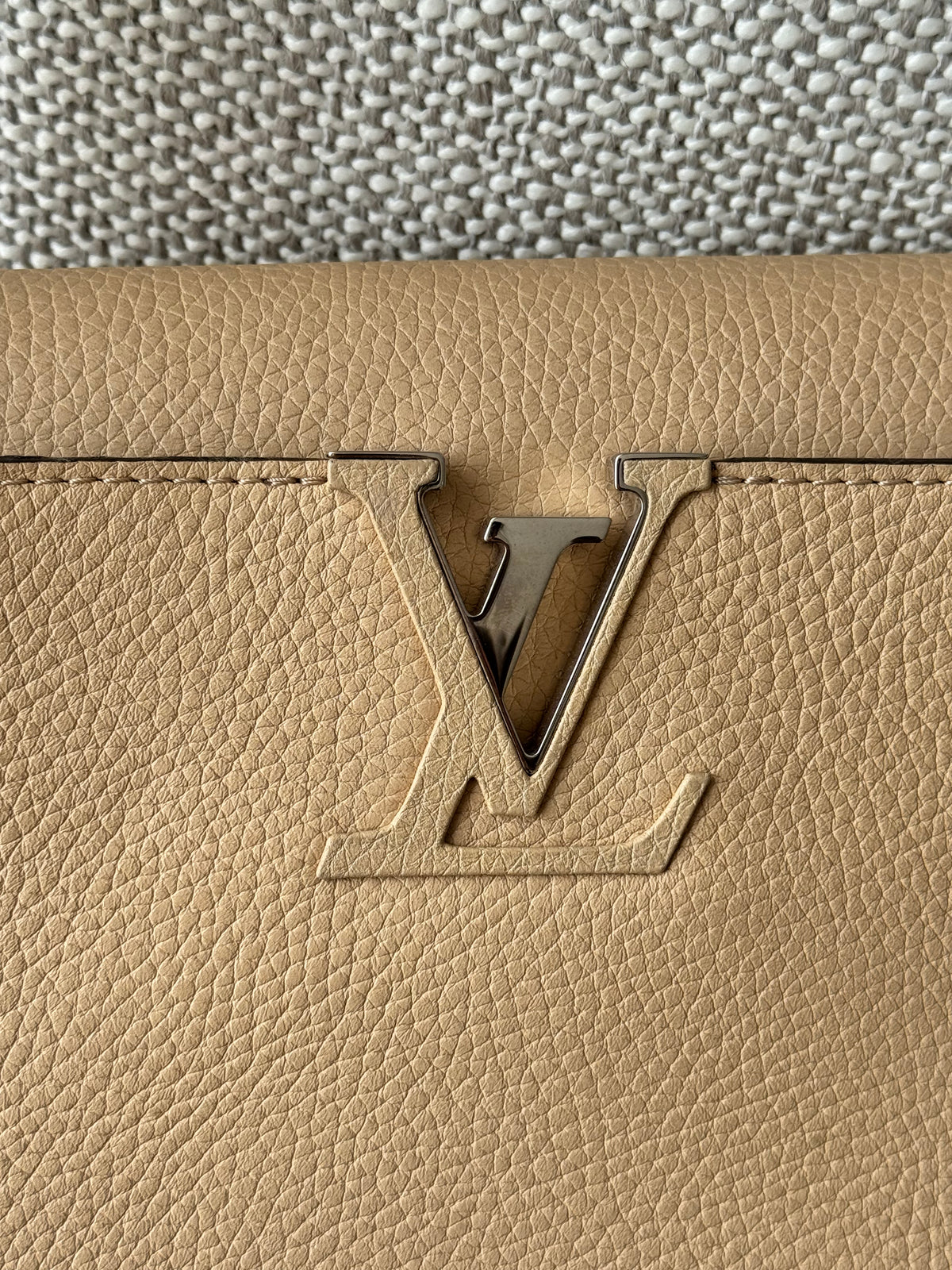Louis Vuitton Capucines GM Taurillon Leather Beige Top Handle Bag